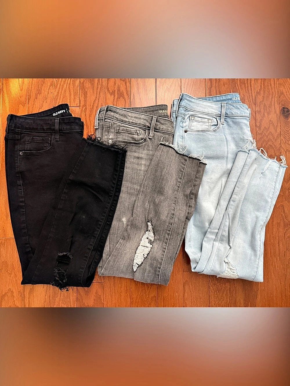 Old Navy Rockstar Mid Rise Distressed Straight Jeans Bundle 12